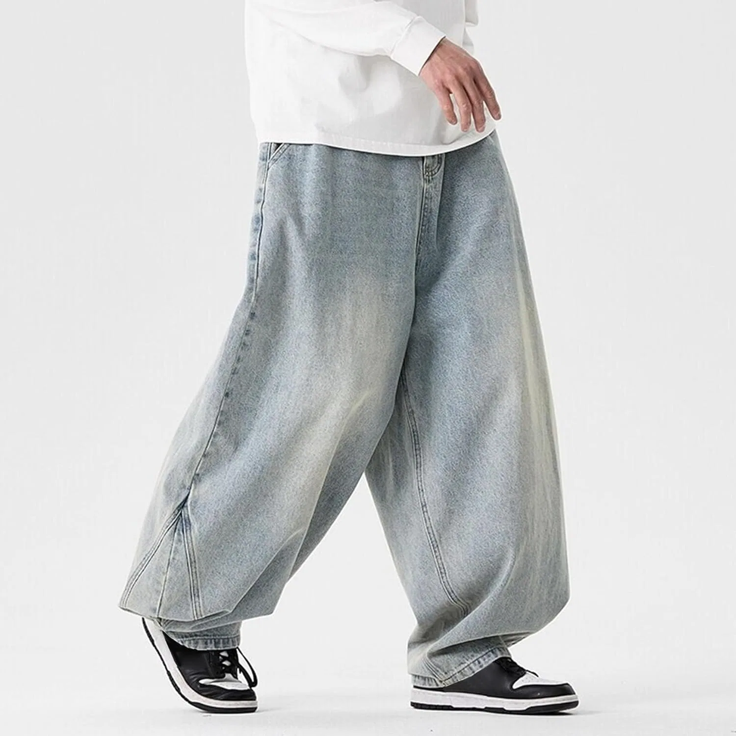 Джинсы свободные, Baggy Hip Hop, Light Blue — фото 4