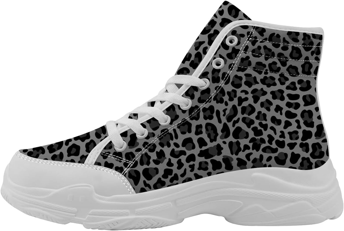 

Кроссовки на высокой платформе с леопардовым принтом для женщин, сандалии на шнуровке из ткани, подарки для мамы, папы и друзей Generic, черный