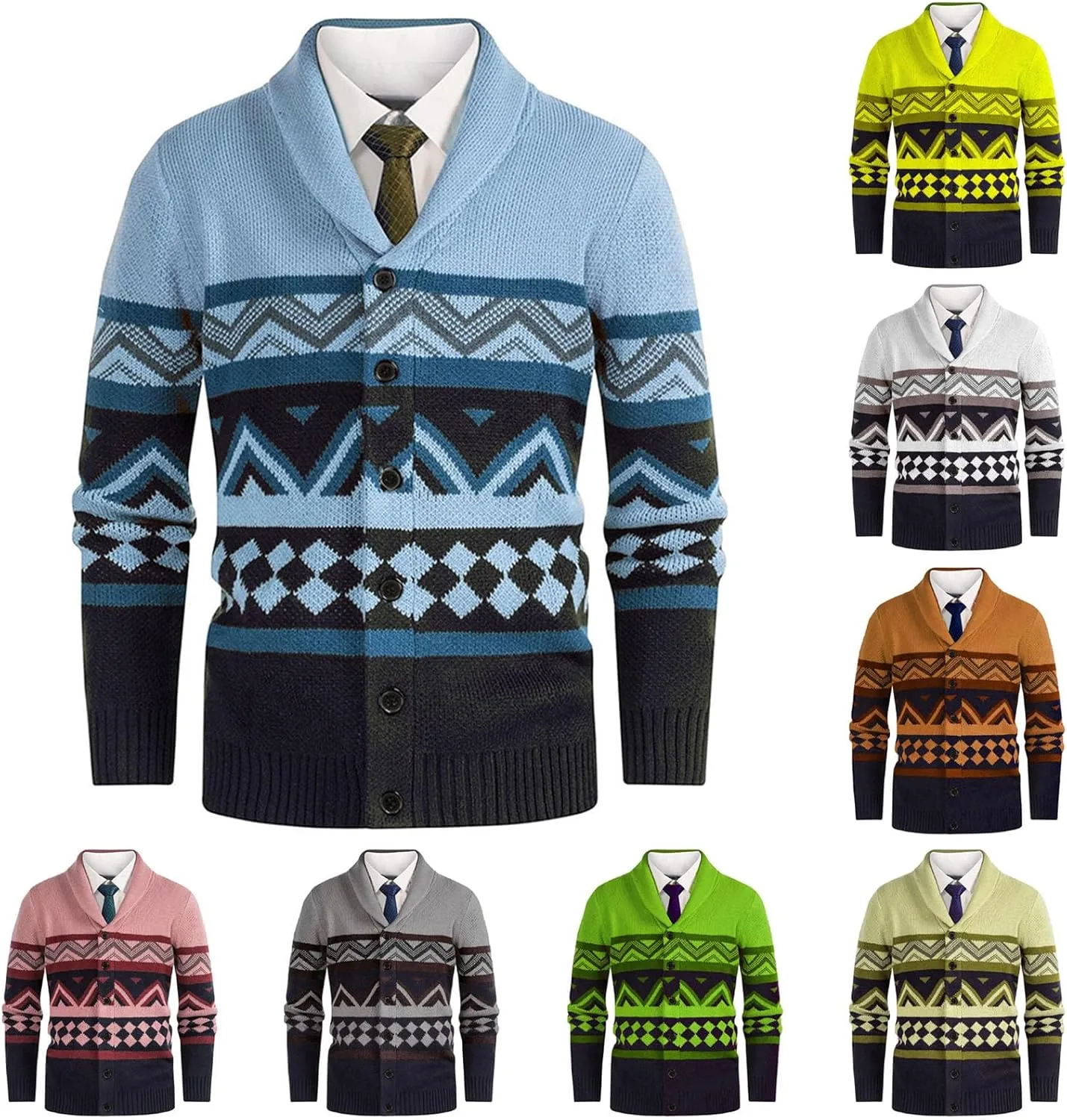 

Мужской вязаный кардиган с шалью, принт, длинный рукав