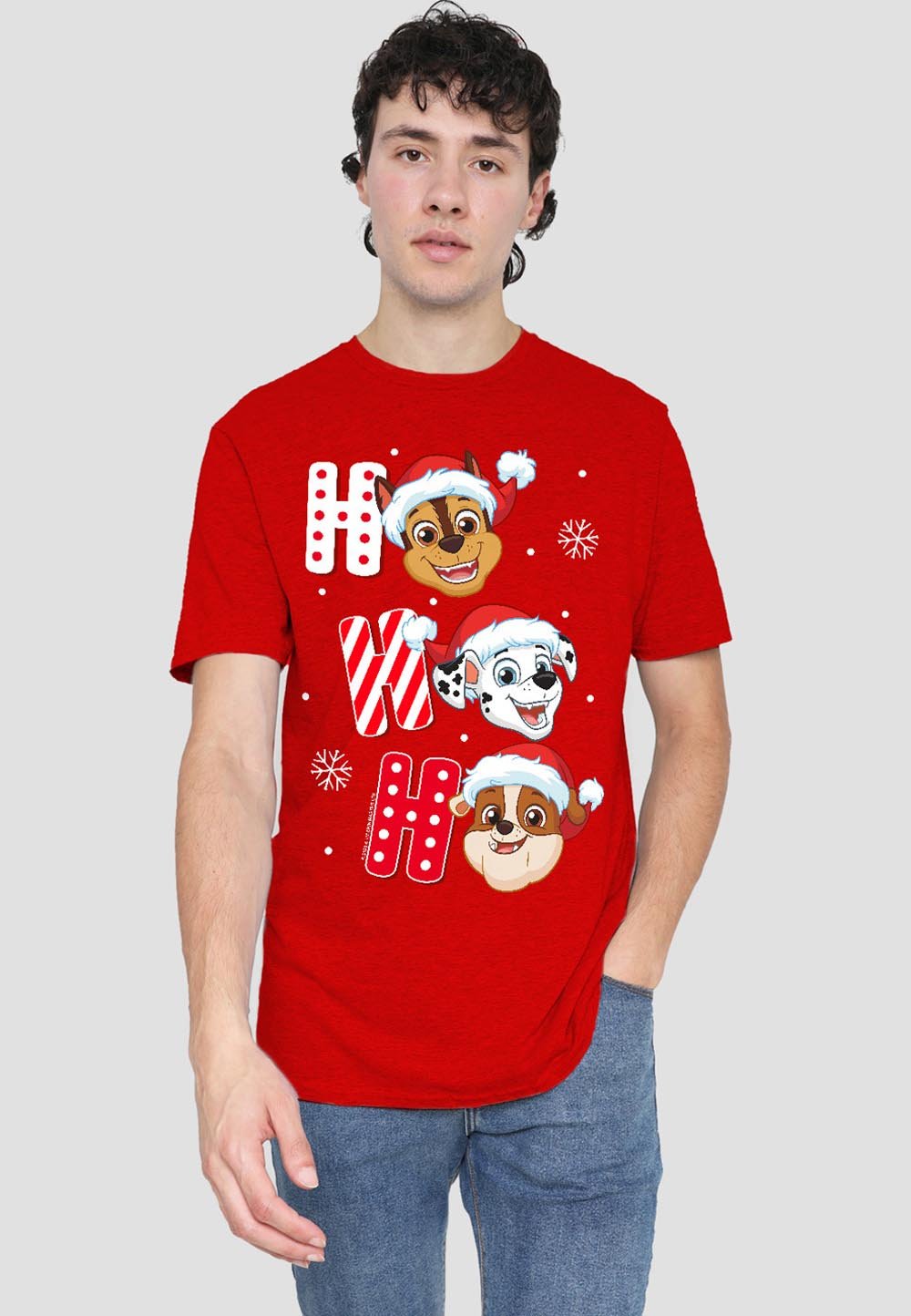 

Футболка с принтом PAW PATROL CHASE MARSHALL RUBBLE CHRISTMAS SANTA Cotton Soul, красный