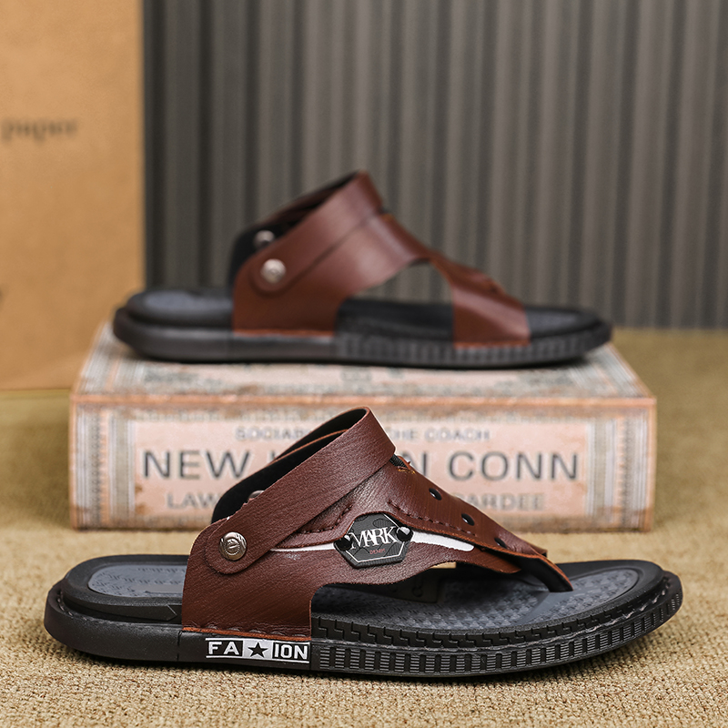 Shiozawa Мужские пляжные сандалии коричневые, цвет Brown — фото 4