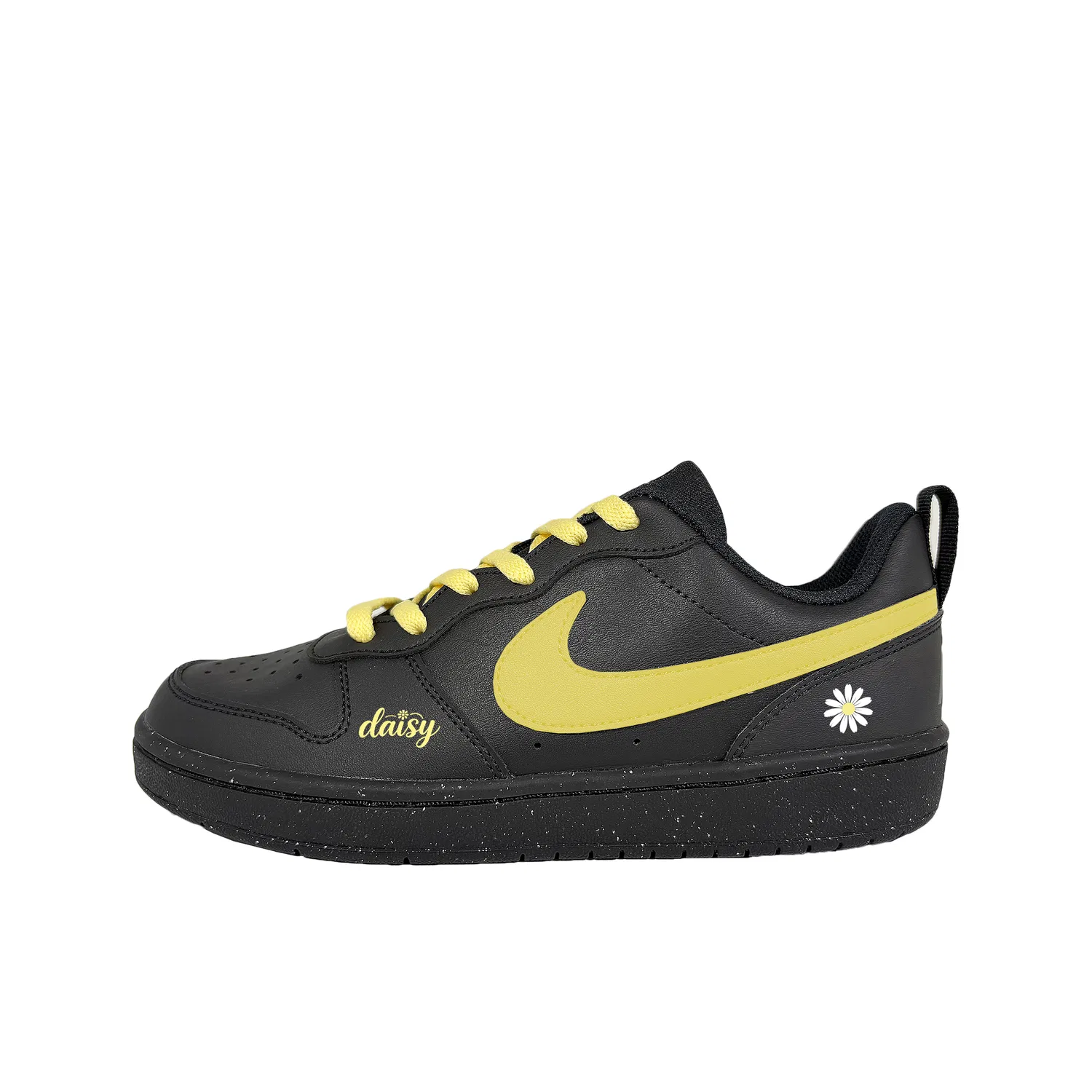Кроссовки Court Borough Small Daisy Low top Skateboard Shoes для подростков Nike, Black Yellow Small Daisy