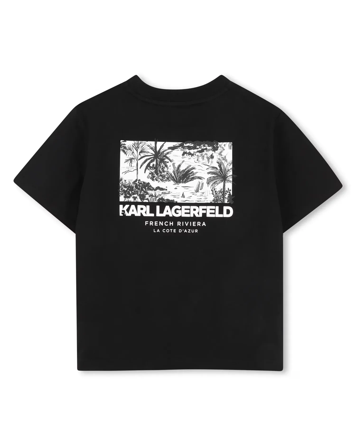 Футболка для мальчика с французским рукавом и рисунком спереди из хлопка Karl Lagerfeld Kids, черный — фото 3