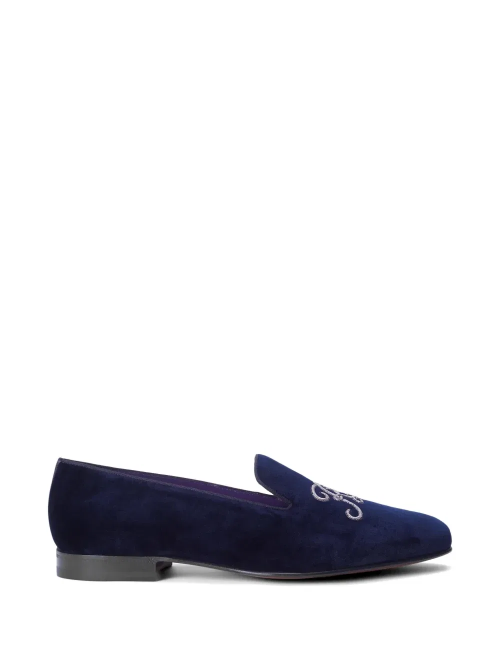 Бархатные лоферы Alonzo с вышивкой нитью Ralph Lauren Purple Label, синий