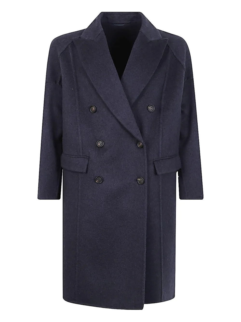 

Двубортное шерстяное пальто Brunello Cucinelli, синий