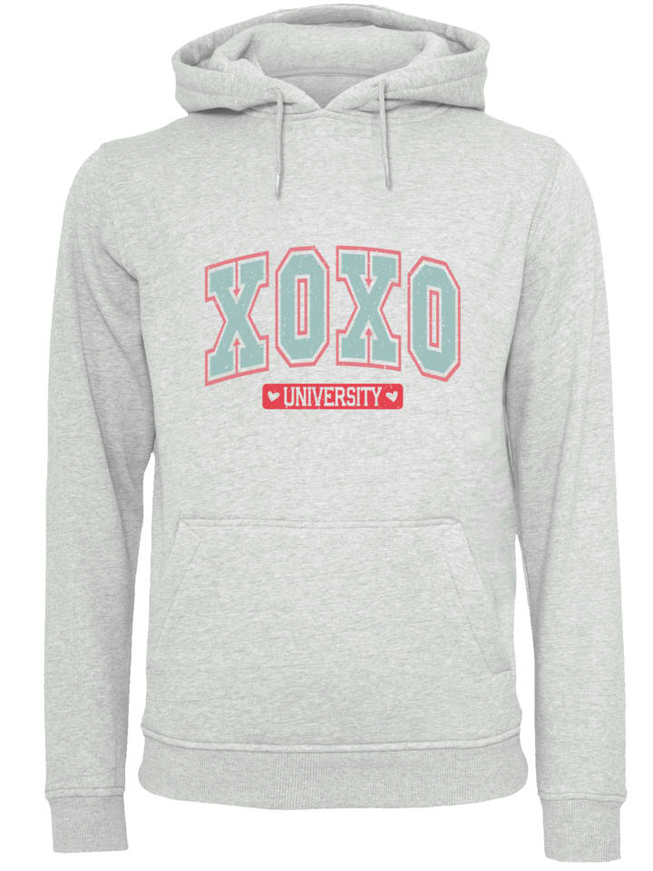 

Толстовка с капюшоном XOXO University ко Дню святого Валентина в цвете серый меланж F4NT4STIC