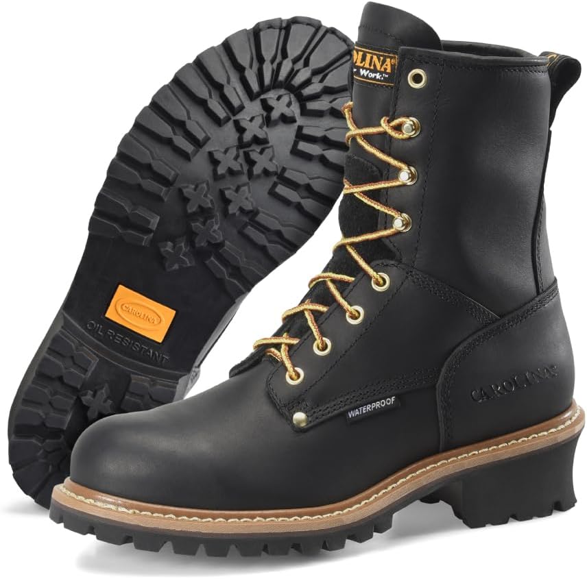 

Ботинки Carolina Elm Logger 8 с стальным носком - маслостойкая и противоскользящая подошва - стелька с эффектом памяти - промышленные ботинки с классификацией EH, черный