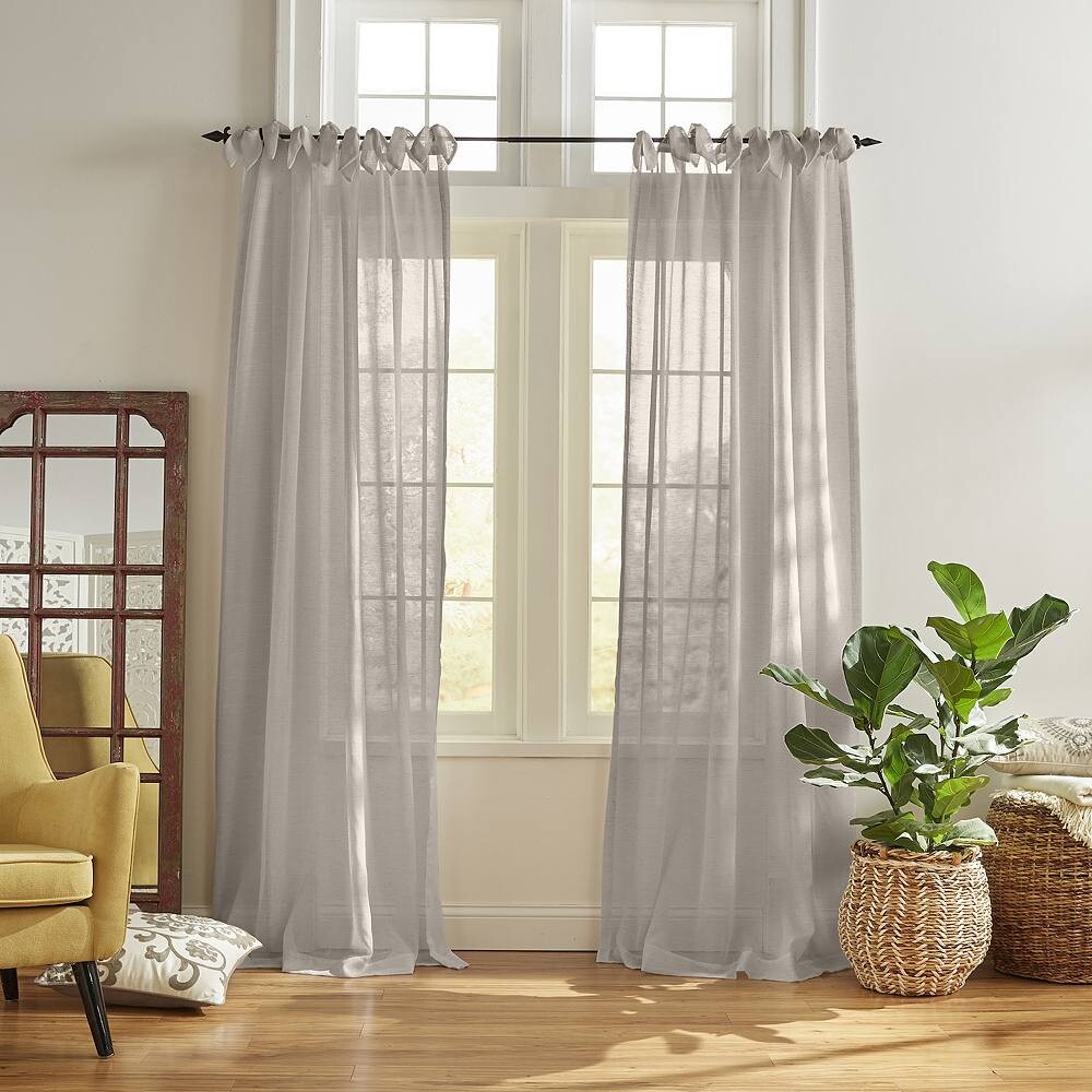 

Elrene Home Fashions Венская прозрачная оконная занавеска с завязками, цвет Light Gray