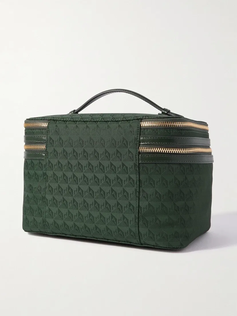 Косметичка Vanity Kit из нейлона-жаккарда с отделкой из кожи Anya Hindmarch, зеленый — фото 2