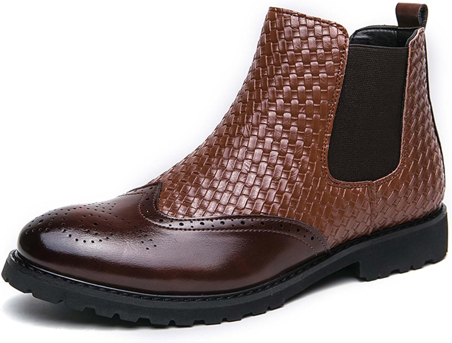 

Мужские ботинки челси, модные, с плетением, для делового, повседневного, формального стиля, с противоскользящим покрытием, для работы, офиса, свадьбы, банкета, униформы, формальной одежды, высокие кожаные ботинки Generic, коричневый