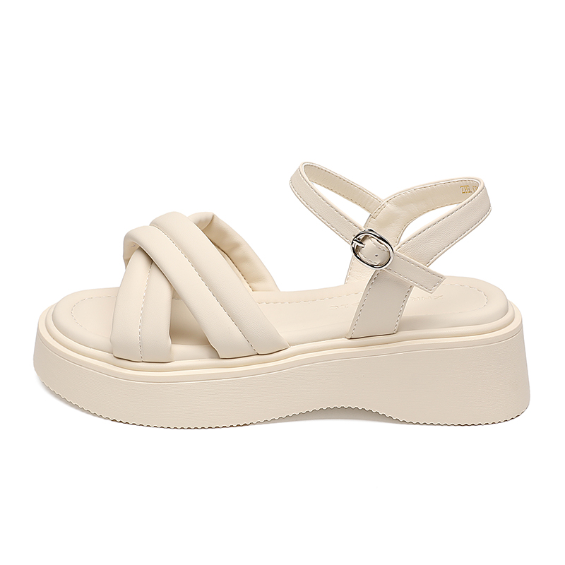 ZHR Женские сандалии на одной застежке бежевые, цвет Beige