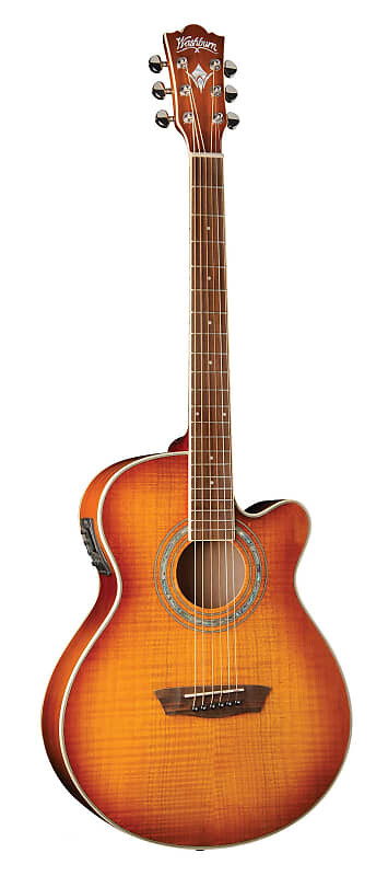 

Акустическая гитара Washburn EA15 Festival Mini Jumbo Acoustic Electric Guitar - Ice Tea Burst