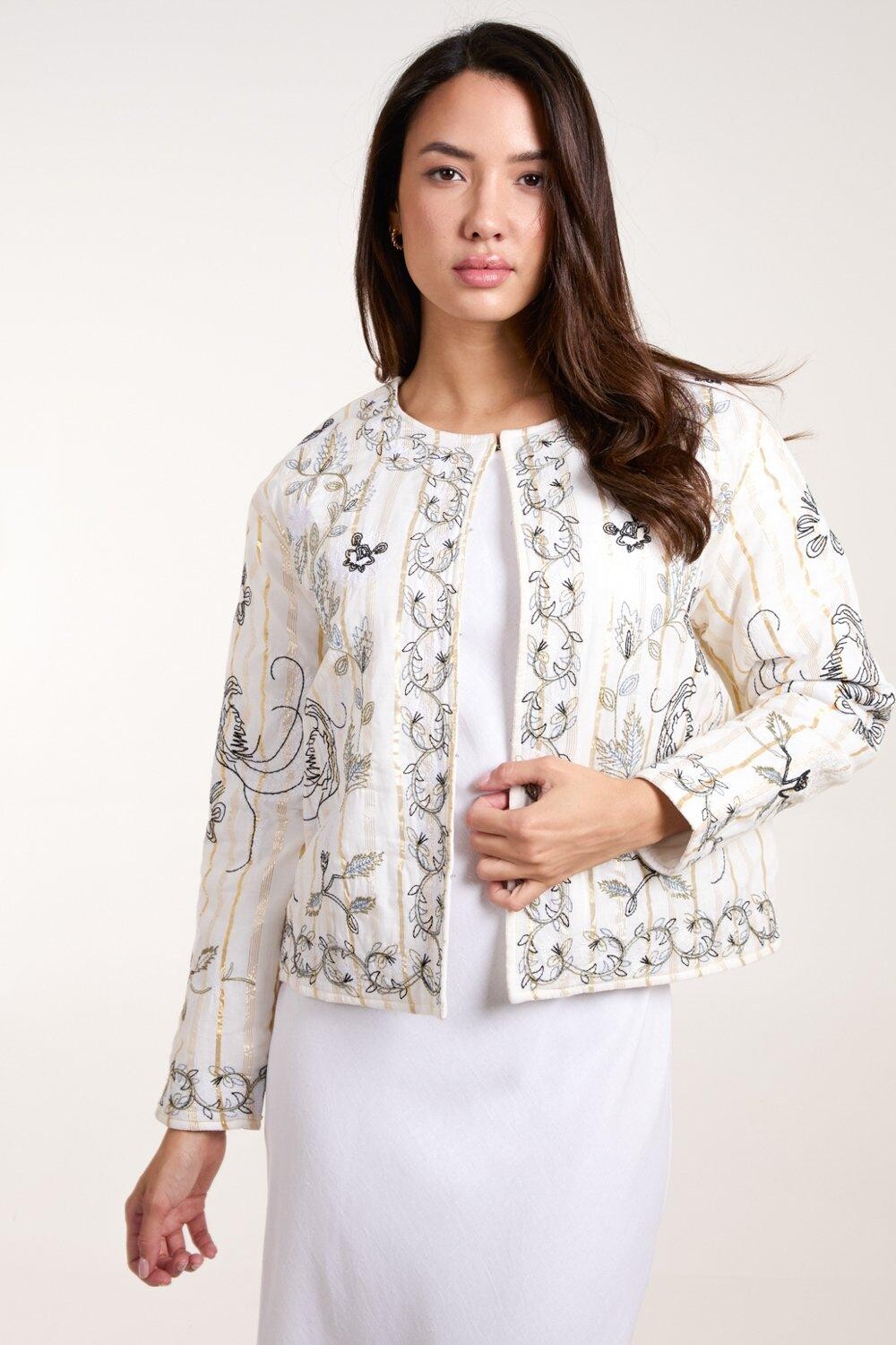 

Стеганая куртка с вышивкой Blue Vanilla, белый