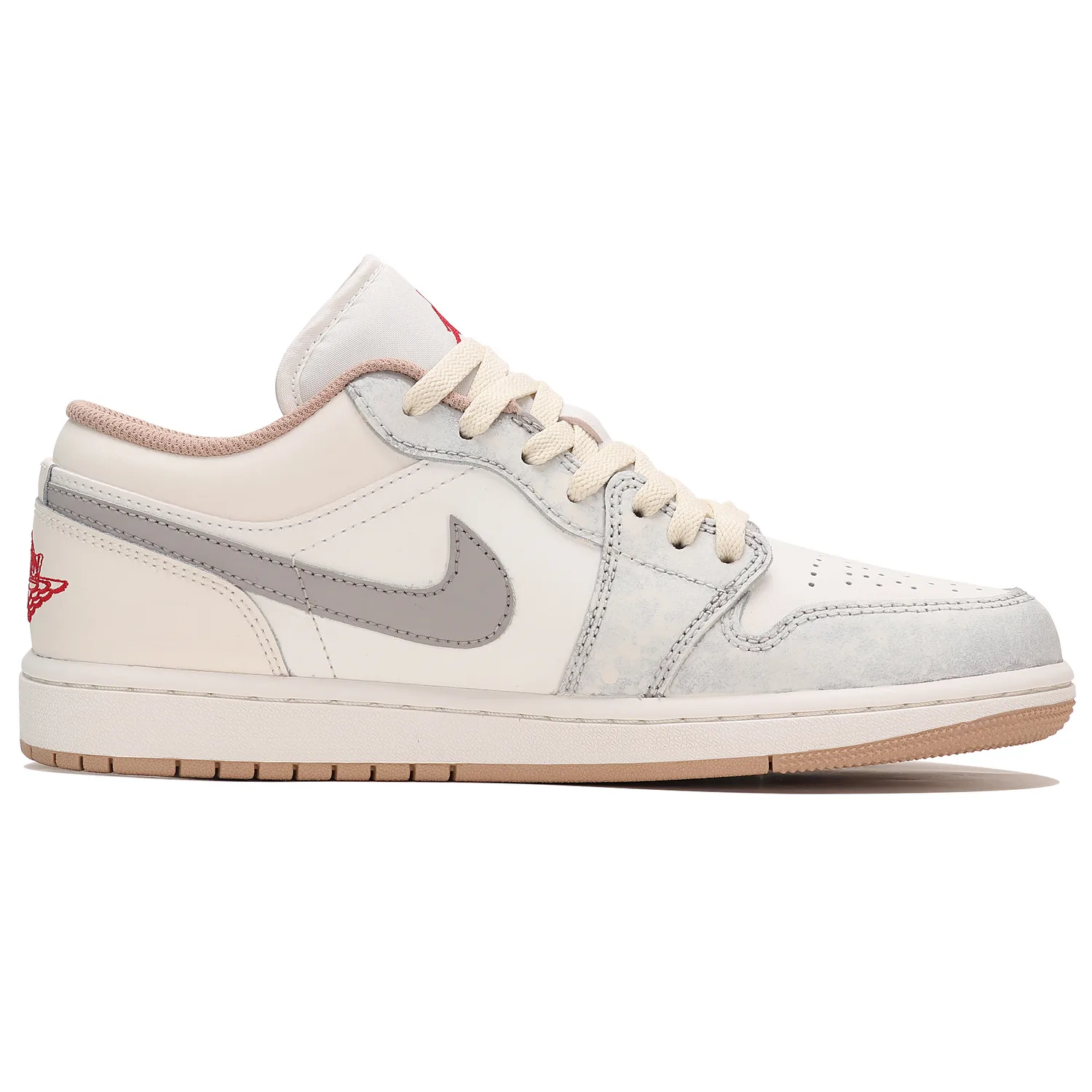Jordan Кроссовки мужские Air 1 Slip Resistant Abrasion Resistant Low top Vintage бежево-серые — фото 4