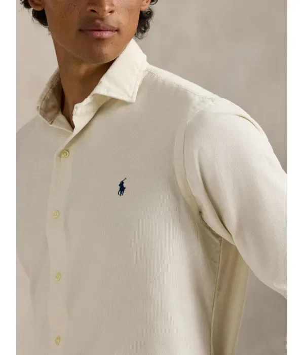 Вельветовая рубашка custom fit Polo Ralph Lauren, кремовый — фото 4