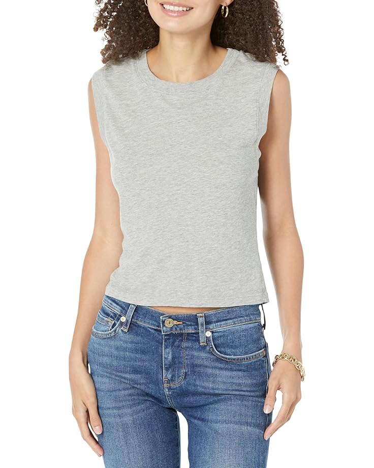 

Топ Michael Stars Johnnie Cropped Crew Neck Tank w/Rib Trim, цвет Heather Grey