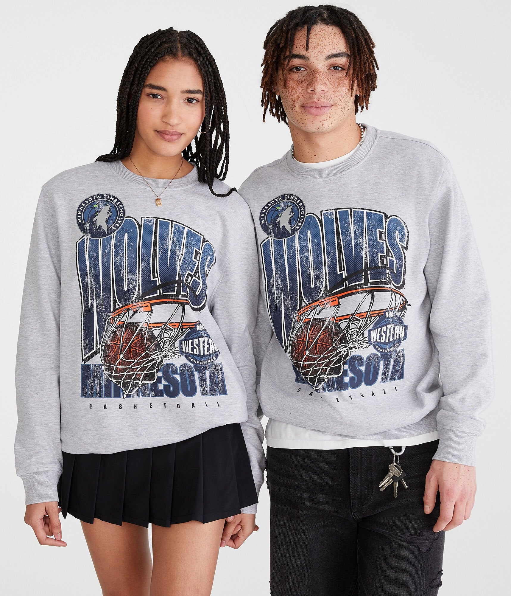 

Толстовка Aeropostale Minnesota Timberwolves Crew, цвет light heather gray