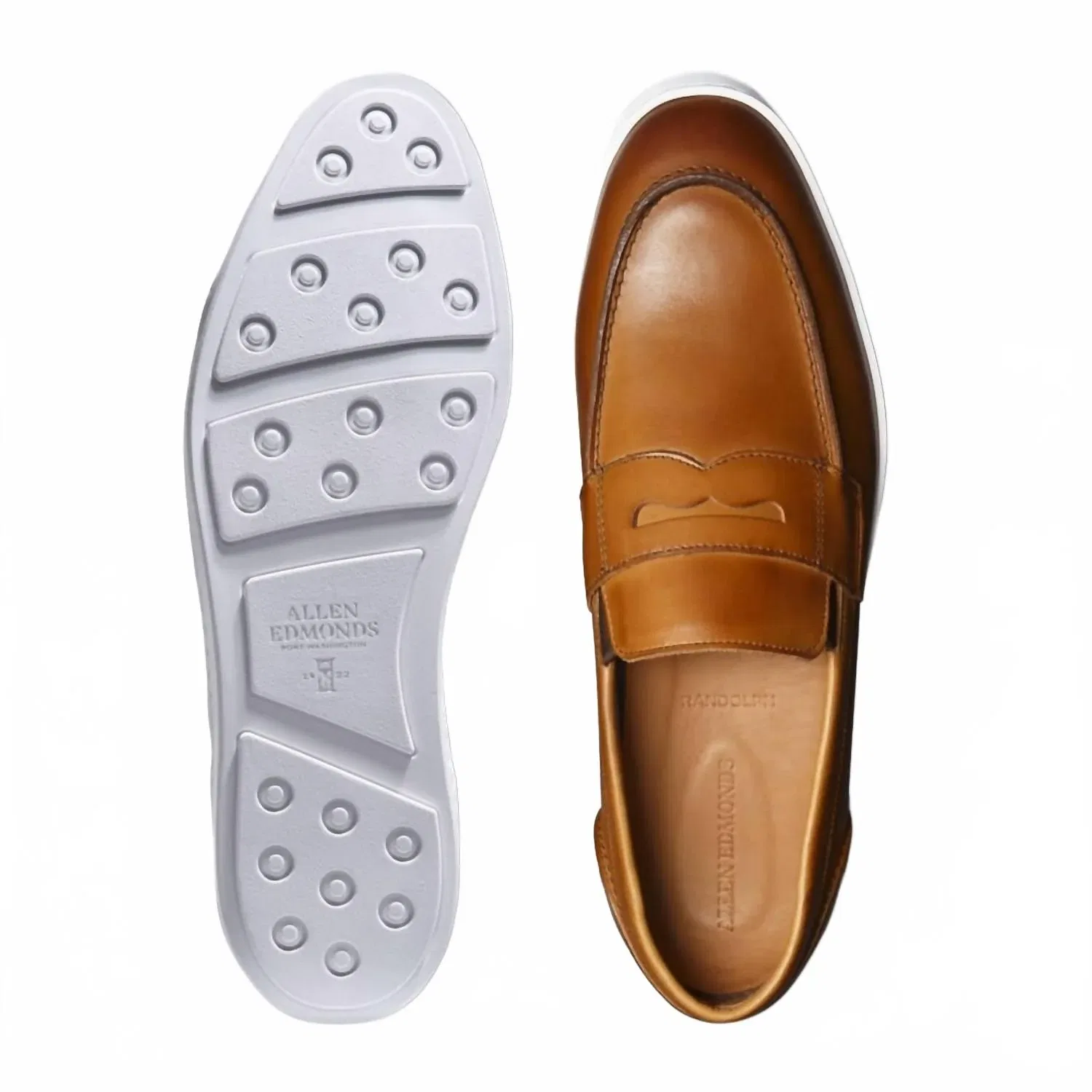 Allen Edmonds Мужские лоферы Randolph без шнурков, коричневого цвета — фото 4