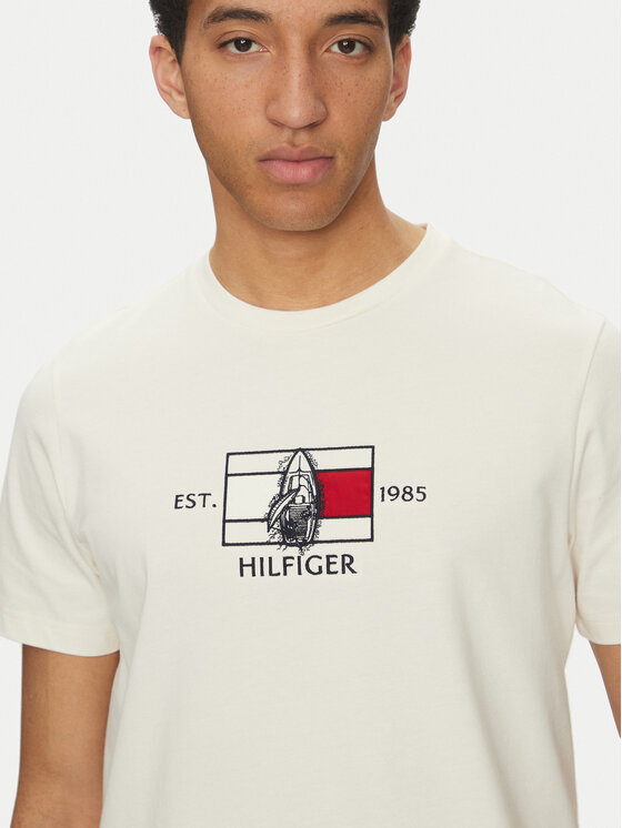 Футболка обычного кроя Sailing MW0MW38628 Tommy Hilfiger, экрю — фото 4