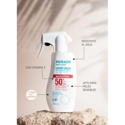 Солнцезащитный крем для чувствительной кожи SPF 50+ Водостойкий 250 мл Agrado — фото 3