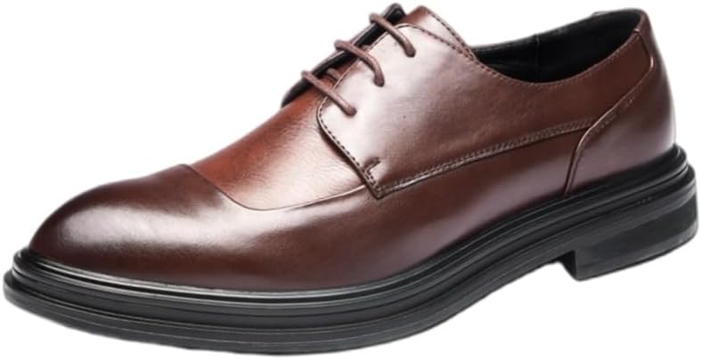 

Мужские кожаные туфли в стиле бизнес-кэжуал с толстой подошвой- противоскользящие, прочные, подходят для всех сезонов- доступны большие размеры Fusecottc, коричневый