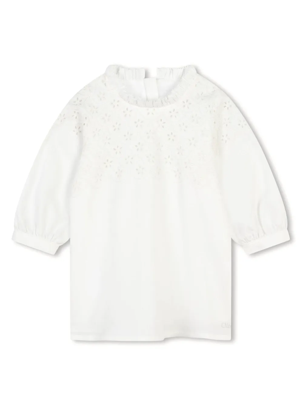 

Платье из органического хлопка с английской вышивкой Chloé Kids, белый