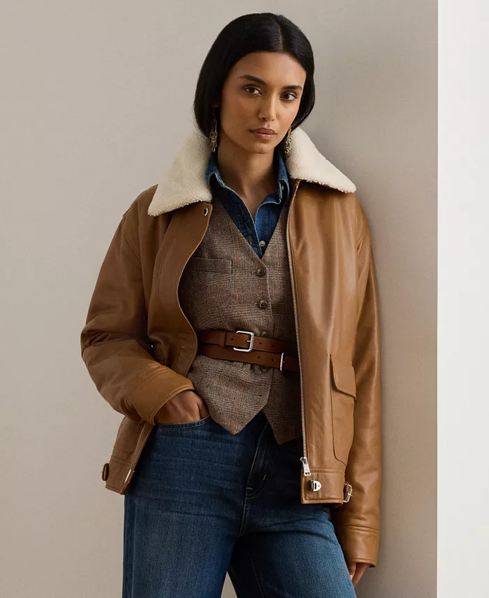 

Женская куртка с отделкой из искусственной овчины Lauren Ralph Lauren, мультиколор
