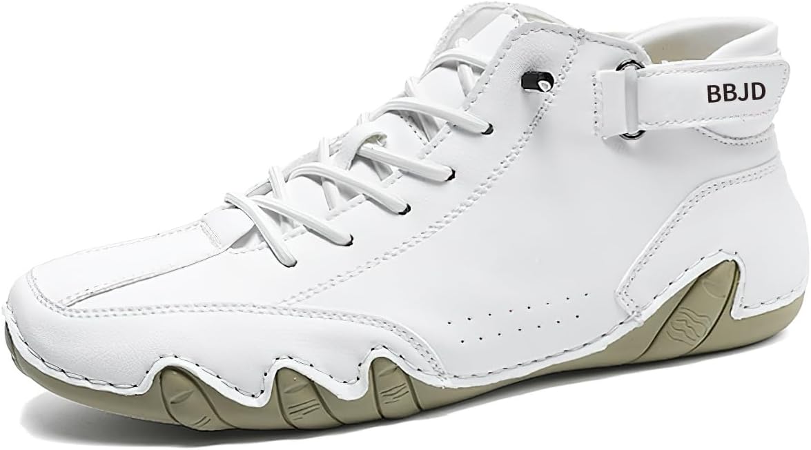 

Мужские Ботинки Baobeijiadao Beck Водонепроницаемые Нескользящие Высокие Ботинки Чукка Ручной Работы из Замши Повседневные Кроссовки, белый