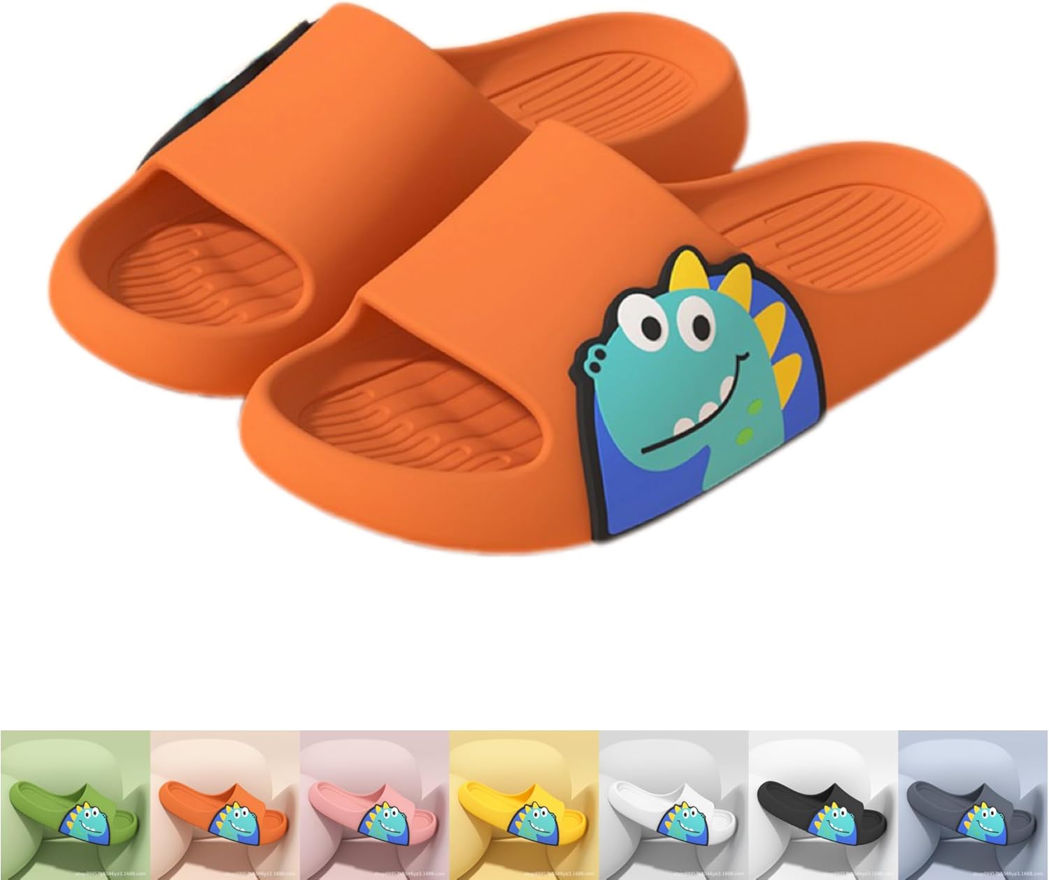 

Тапочки NTRUEML с динозаврами, милые нескользящие мультяшные тапочки для ванной для пары, мужские тапочки с мультяшными динозаврами для улицы, оранжевый