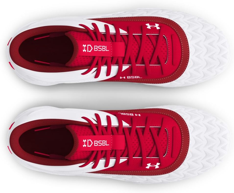 Бейсбольные бутсы Under Armour для мальчиков Leadoff Mid RM JR 3.0, белый/красный — фото 4