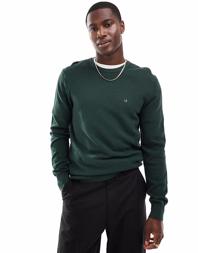 

Джемпер тонкой фактурной вязки в цвете «зеленый бензин» Calvin Klein