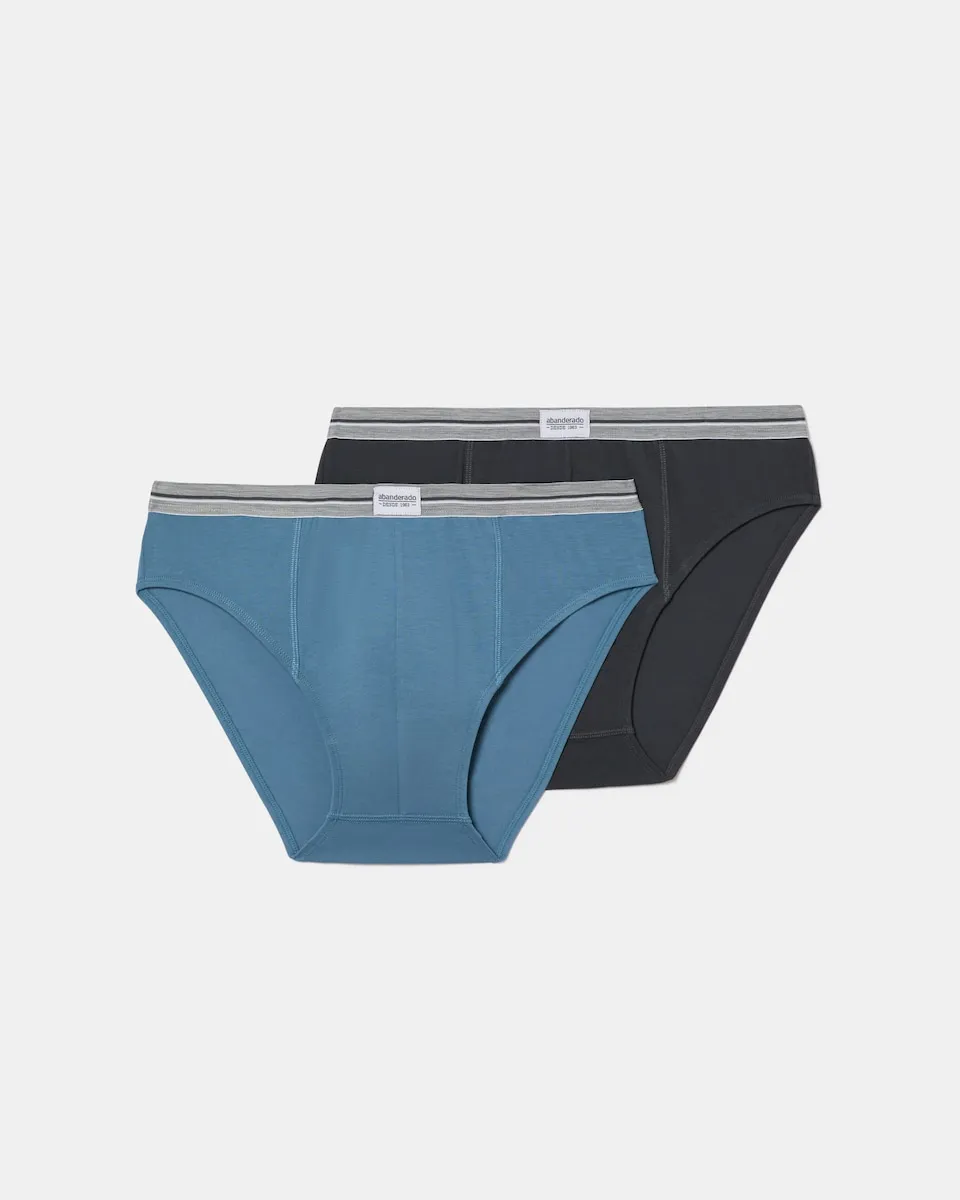 

Набор из двух трусов из прочного хлопкового материала Abanderado, синий/черный