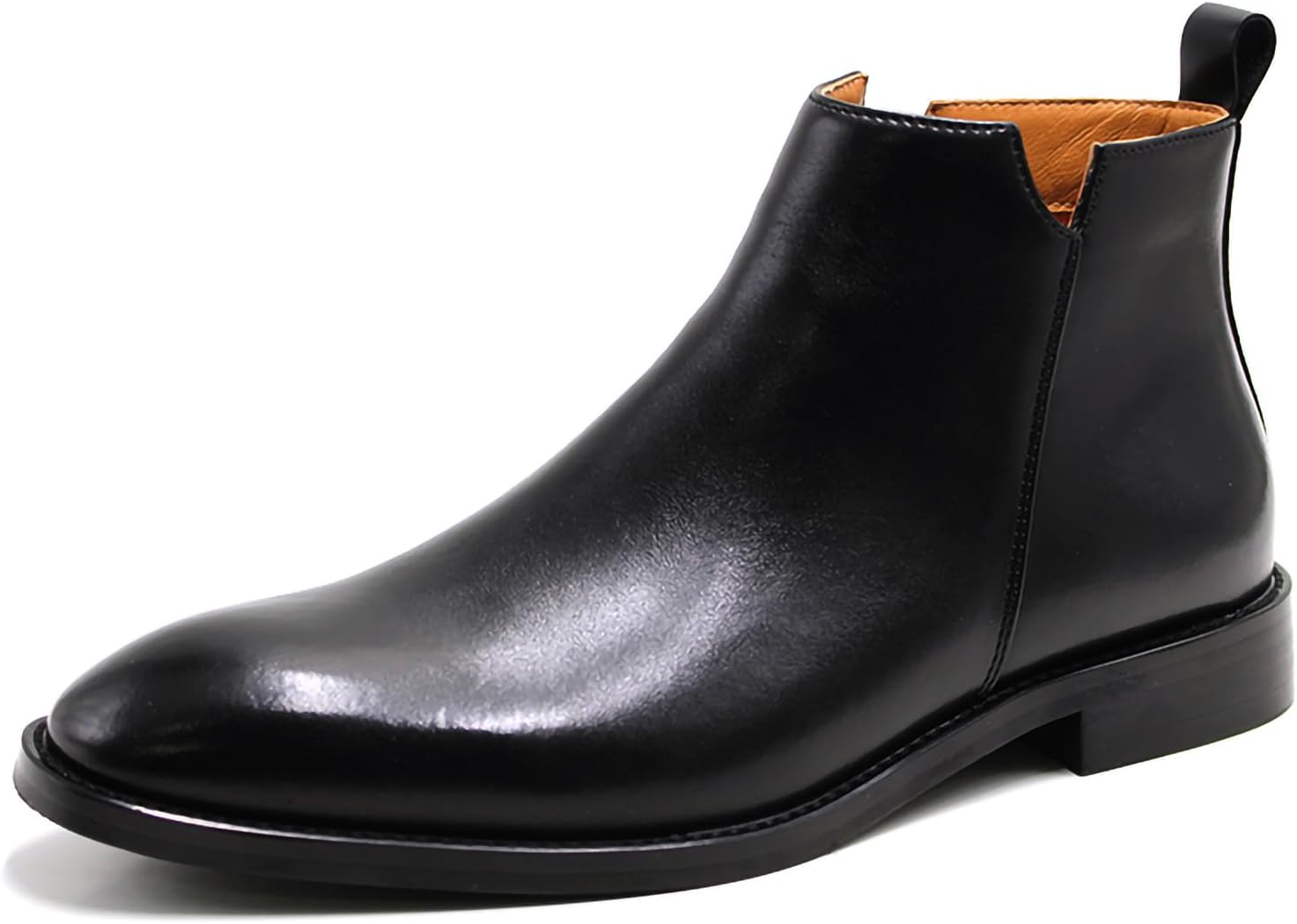 

Мужские классические ботинки с боковой молнией, ботинки Челси на каждый день, модные повседневные кожаные ботинки на голенище Generic, черный