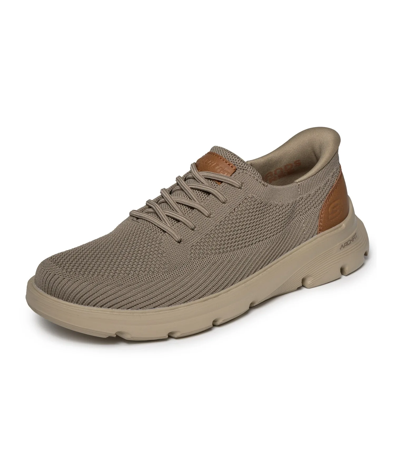 Мужские туфли без шнуровки Arch Fit Skechers Hands Free Slip-ins Relaxed Fit Galza - Octavius светло-коричневые