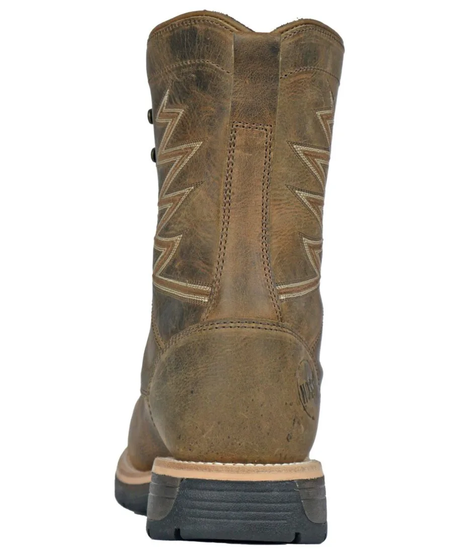 Мужские рабочие ботинки HOSS Brisbee Lacer 8 Inch Distressed Lace Up Kiltie Composite Toe Hoss Boot Company, коричневый leather with waterproof — фото 3