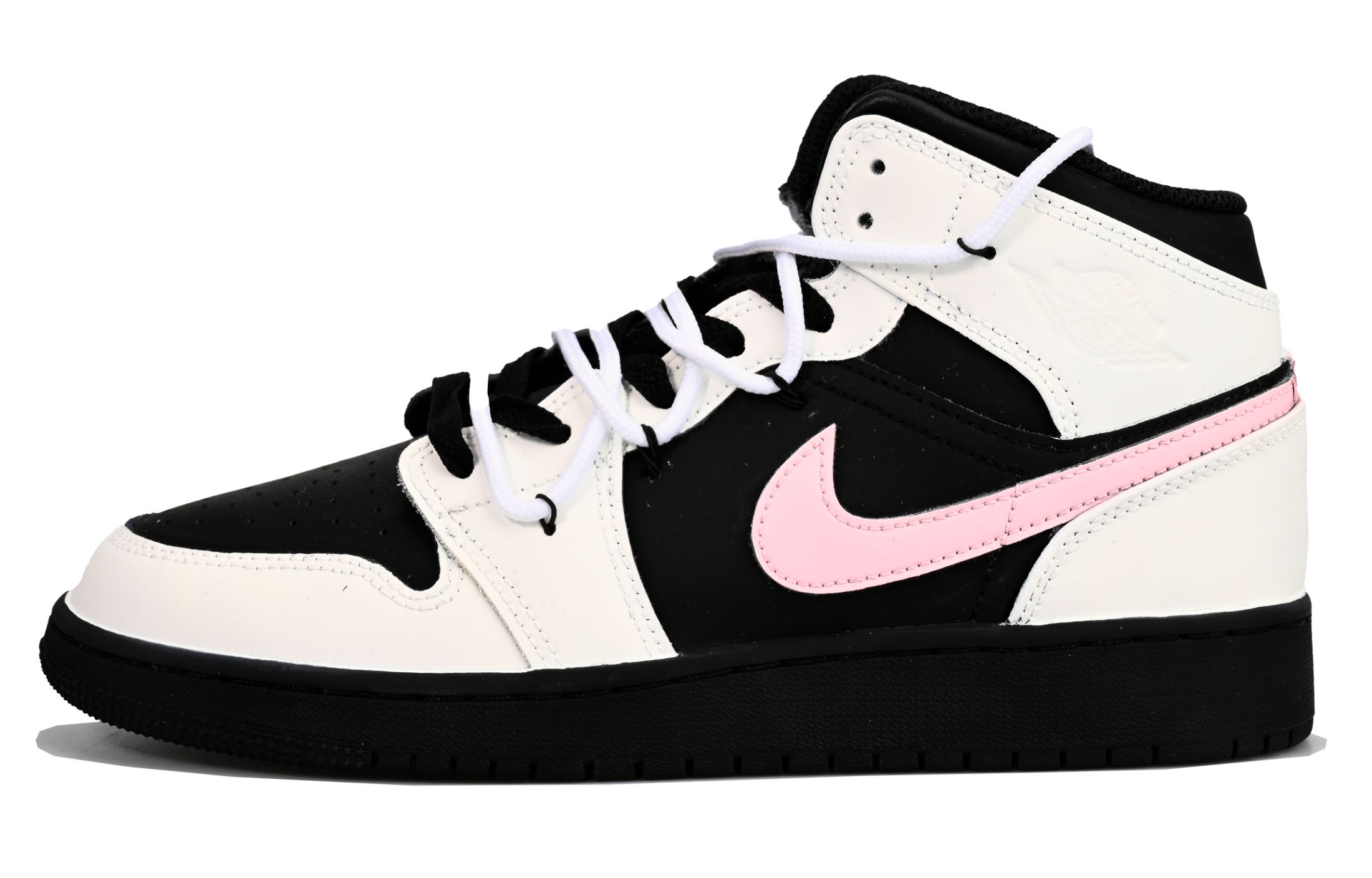 

Баскетбольные кроссовки Air 1 Mid Mid с амортизацией и средним верхом для детей и подростков Jordan, черный/розовый