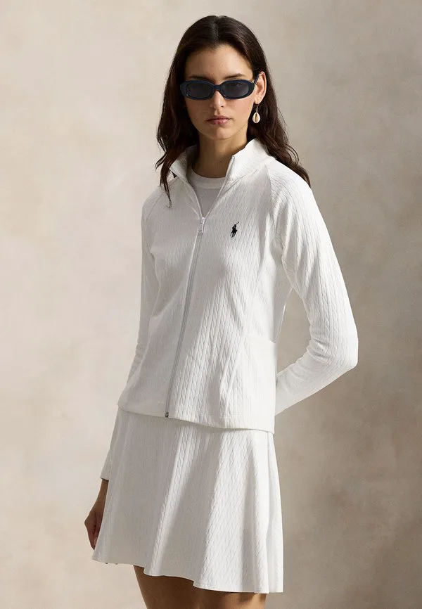 Куртка с жаккардовым узором и косами на молнии, толстовка на молнии Polo Ralph Lauren, Ceramic White