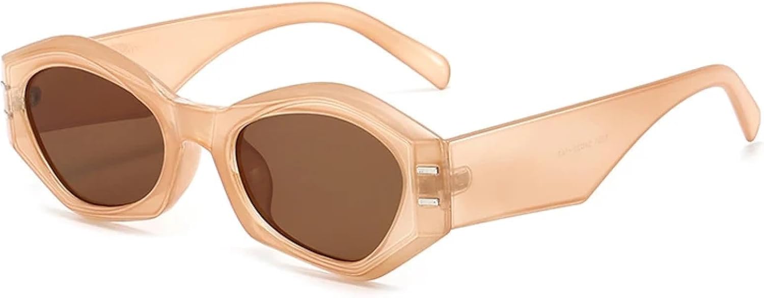 

Модные солнцезащитные очки «кошачий глаз» с неровными заклепками, для женщин и мужчин, классические, роскошные, для путешествий и вождения, с защитой от УФ-излучения UV400 TKKTLLT, Tea Brown