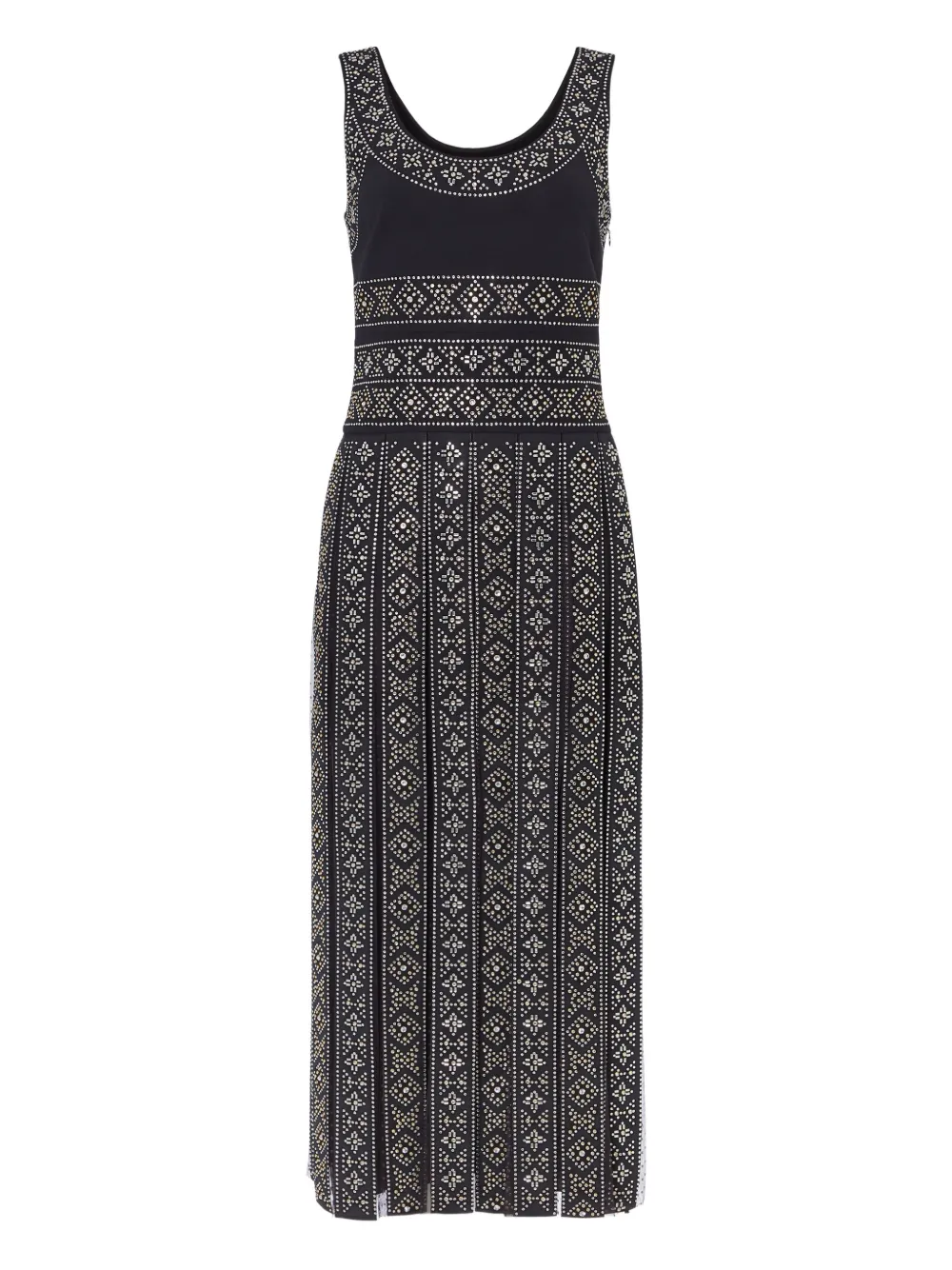 

Плиссированное миди-платье с украшениями Temperley London, черный