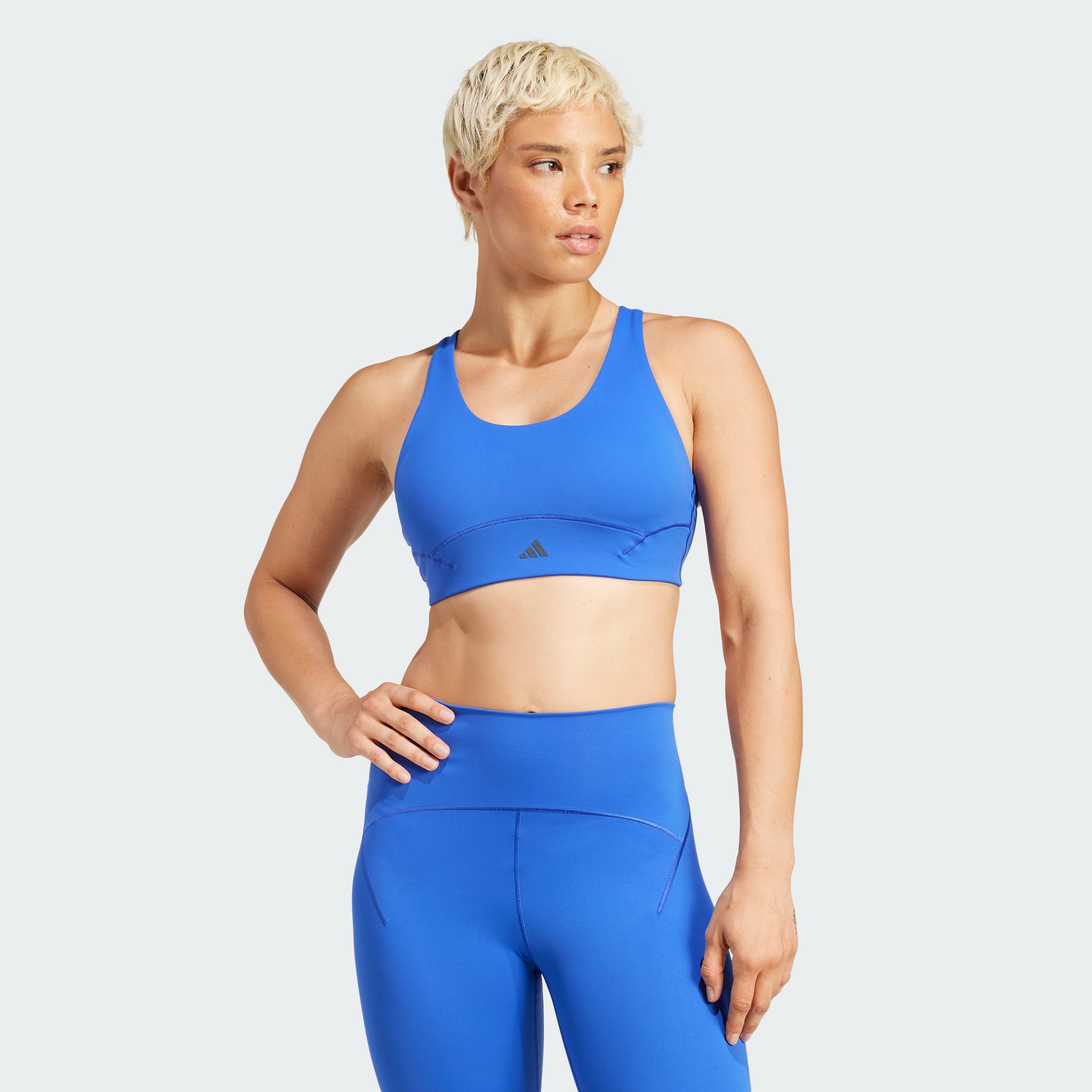 

Женский бюстгальтер Adidas All Me Luxe со средней поддержкой, цвет semi lucid blue