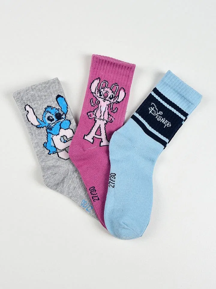 Носки 3er-Set Lilo & Stitch, серый, фиолетовый, голубой — фото 2