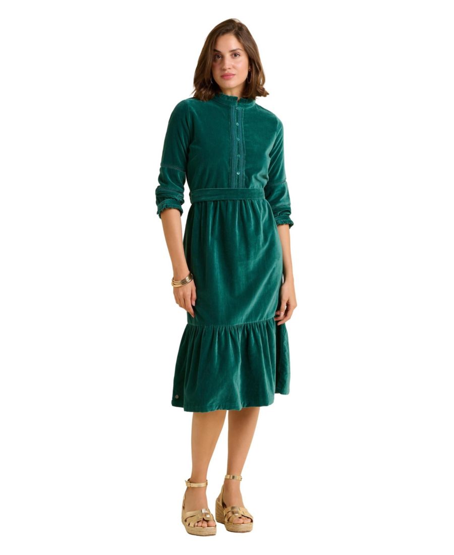 

Женское миди-платье Starry с рукавами 3/4 и высоким воротником Brakeburn, Turquoise