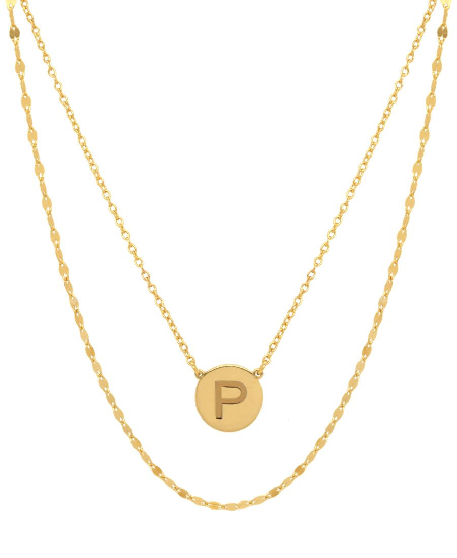 

Колье с подвеской в виде диска с инициалами, выполненное из стерлингового серебра с покрытием из 18-каратного золота Macy's, P