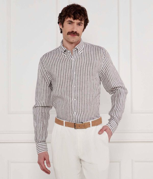 

Льняная рубашка Regular fit Oscar Jacobson, коричневый