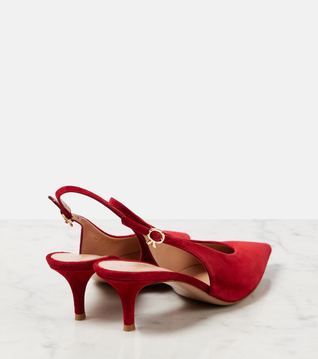 Замшевые туфли-лодочки Robbie с открытой пяткой Gianvito Rossi, Rouge — фото 2
