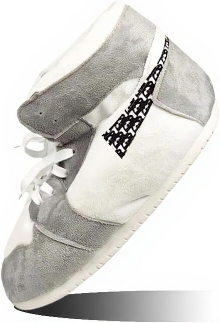 

Высокие слипперы-кроссовки XDDCPWL универсальные, один размер, супер удобные и уютные домашние пушистые тапочки, похожие на Jordan, для мужчин и женщин, белый/серый