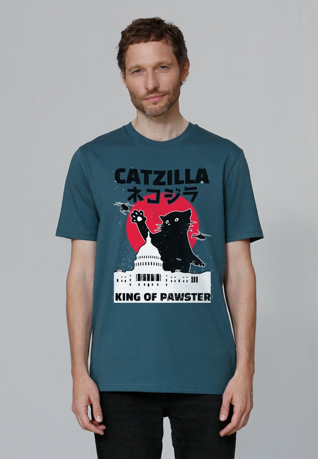 

Футболка с принтом CATZILLA watapparel, бирюзовый