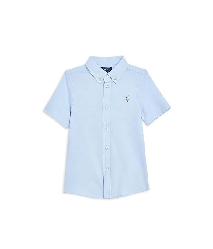 Рубашка трикотажная оксфордская с коротким рукавом Polo Ralph Lauren Kids, Office Blue