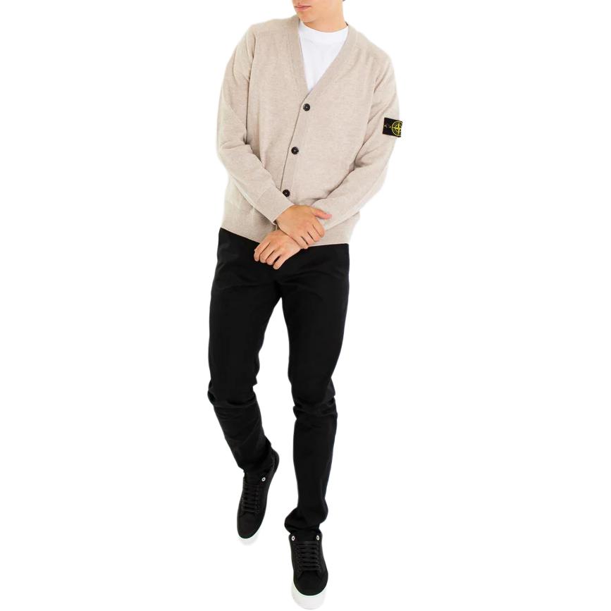 Кардиган вязаный с V-образным вырезом и нашивкой Compass STONE ISLAND, светло-умбра — фото 4