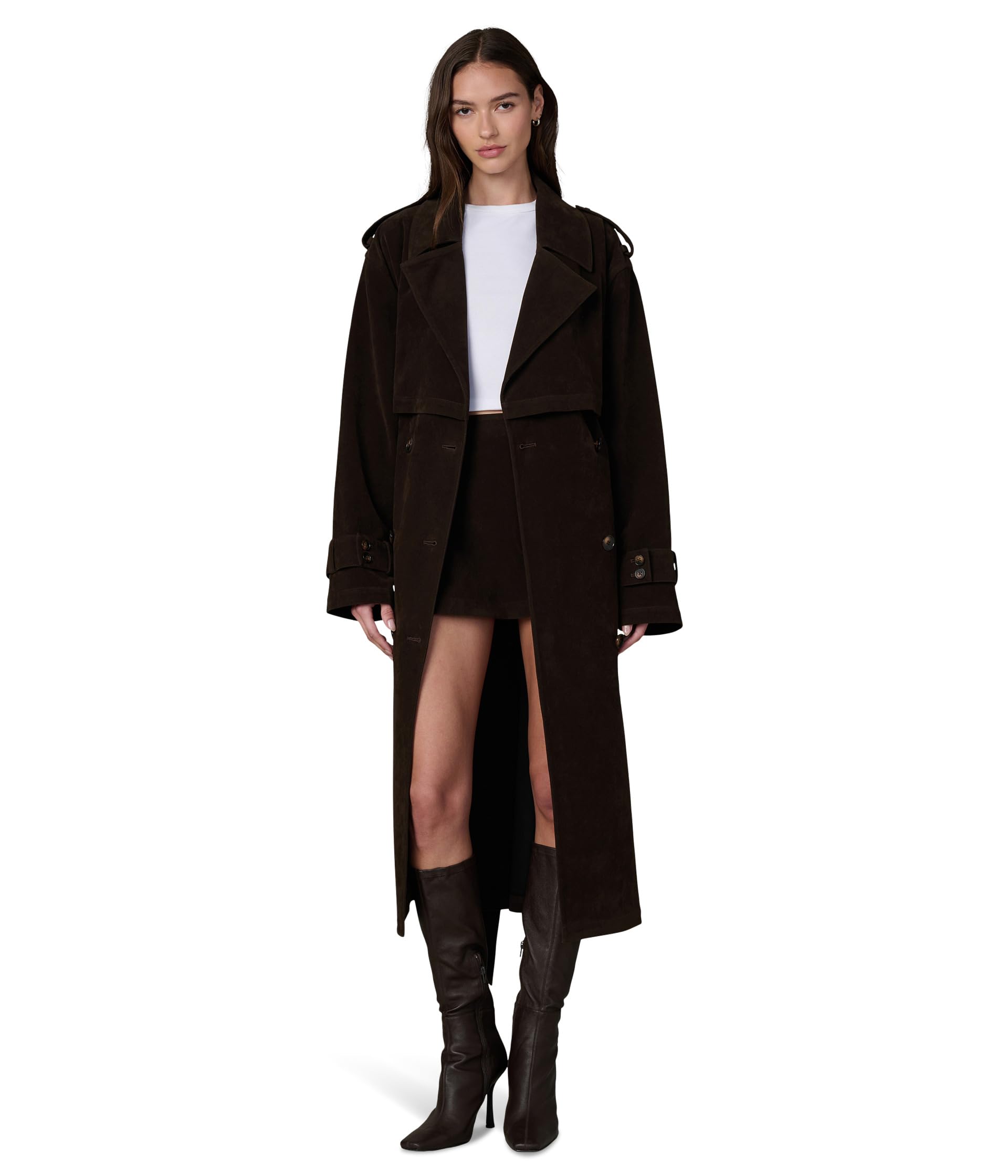 

Пальто Joe's Jeans The Elizabeth Vegan Suede Trench Coat, цвет Dark Chocolate